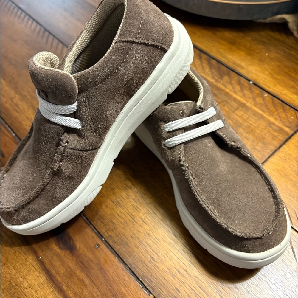 Ariat Brown Moccasins with White Accents